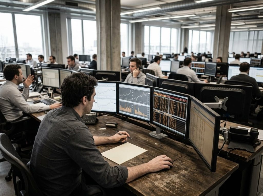 Painel eletrônico da bolsa de valores com indicadores em alta