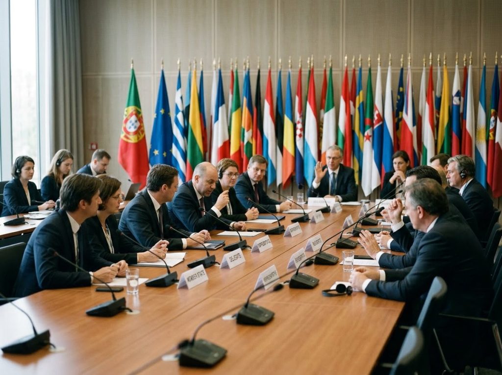 Delegados reunidos em cúpula internacional